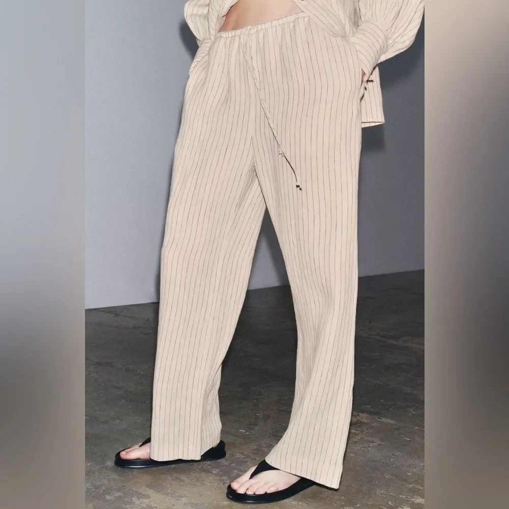 ZARA 100% LINEN PANTS ZW COLLECTION